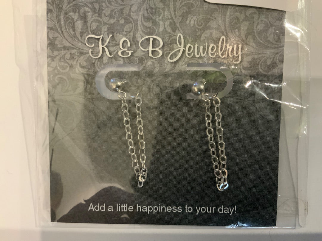K&B Jewelry - Earrings - Sterling Silver Studs With Dangle - EST-238-SS